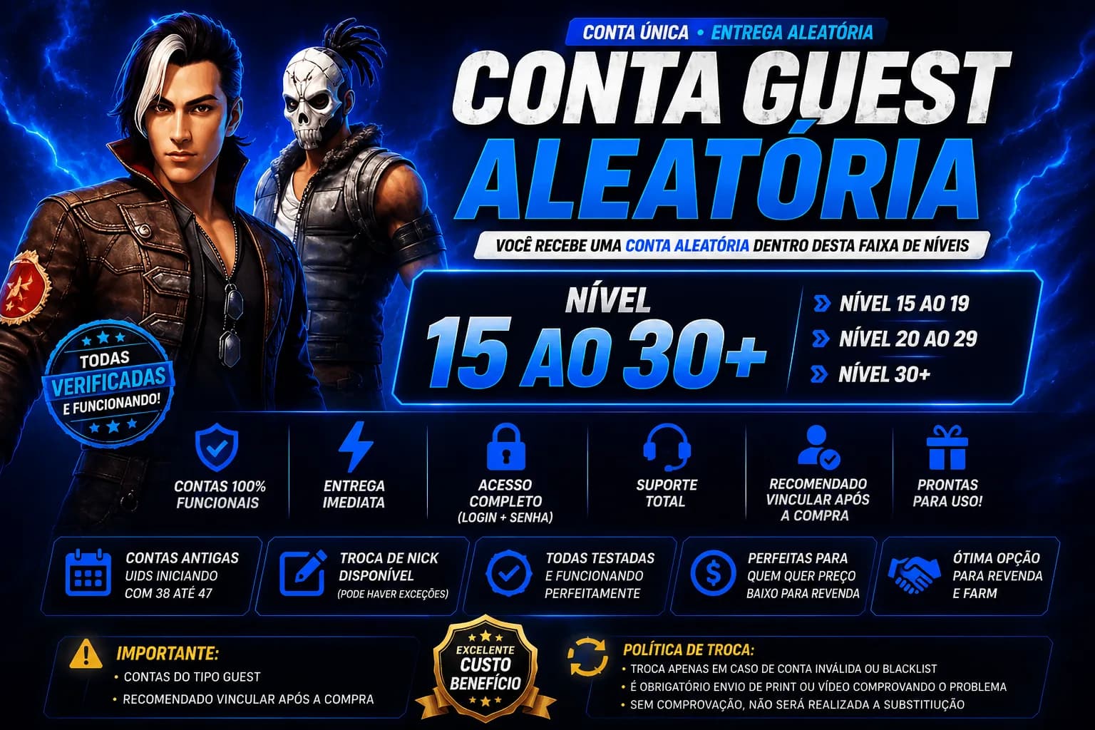 Conta Guest - FREE FIRE